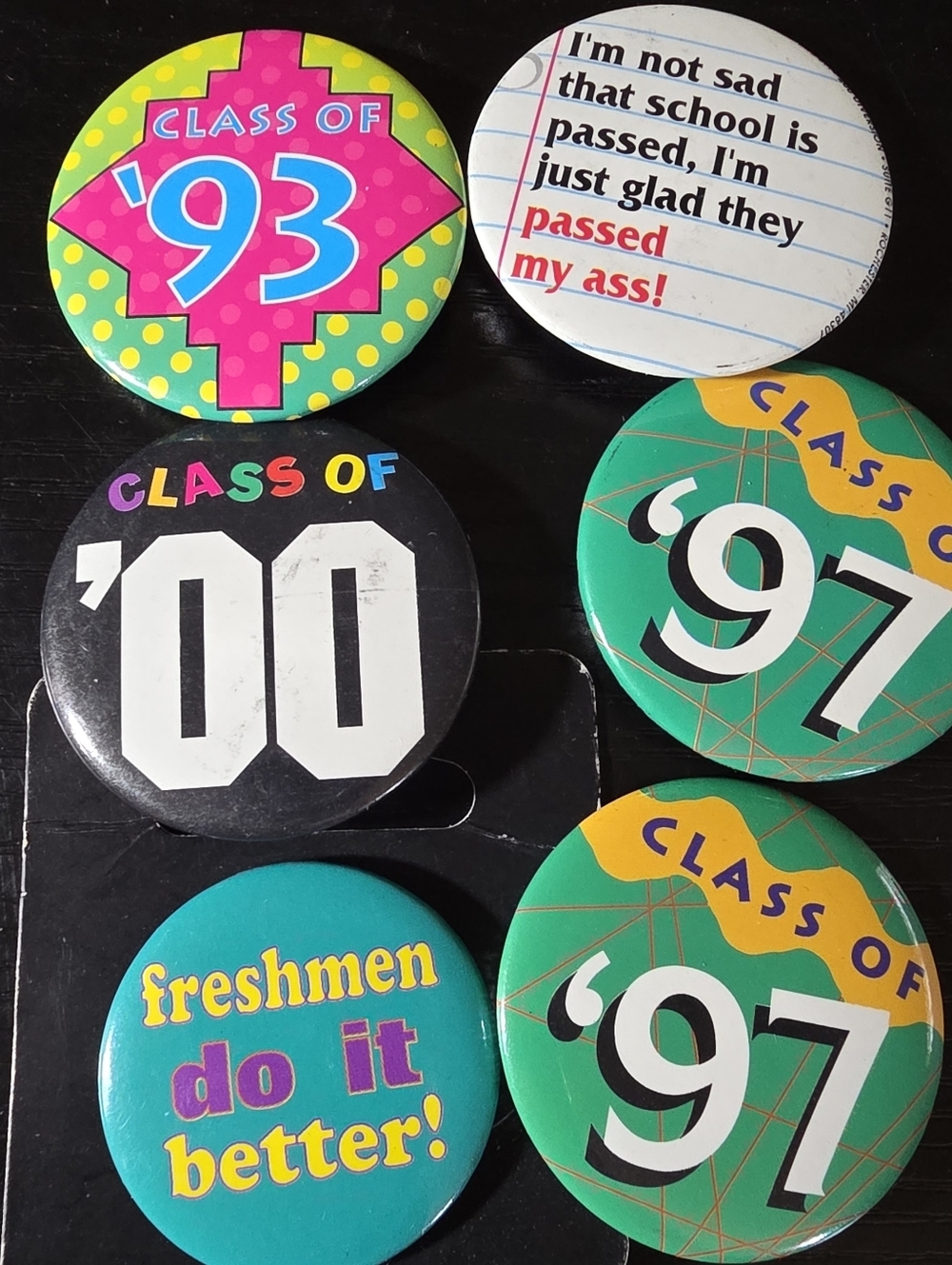 Vintage Button Pin Back Lot Graduation Class of 93 97 00 Freshmen School